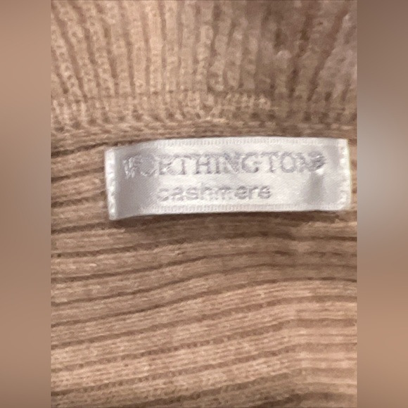 Worthington Womens Ribbed Cashmere Scarf Ruffle Edge Tan 62” x 10” - Picture 4 of 6